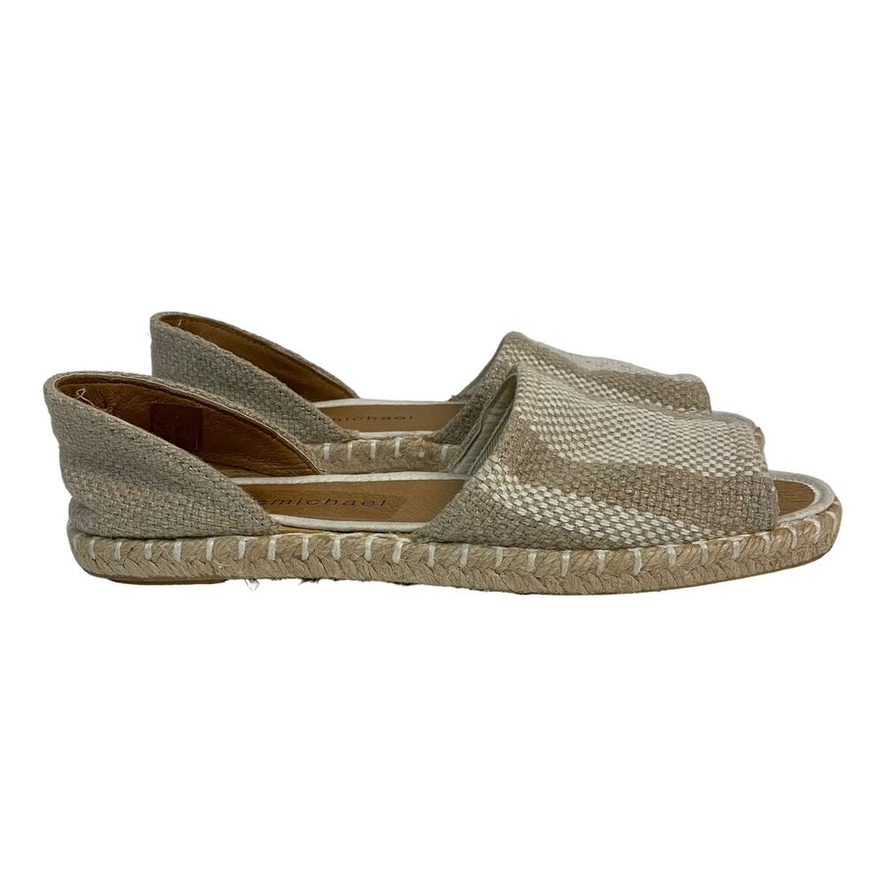 Eric Michael Dominique Peep Toe Slip On Flat Woven Espadrille Shoes Size 8